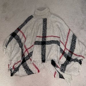 Womens Poncho Shawl Sweater One Size Knit Fringe Cowl Neck